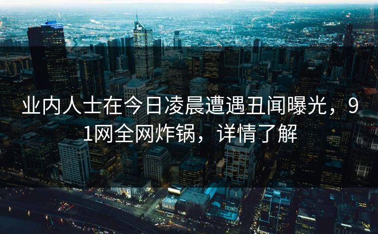 业内人士在今日凌晨遭遇丑闻曝光，91网全网炸锅，详情了解