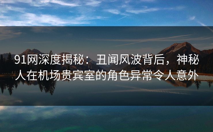 91网深度揭秘：丑闻风波背后，神秘人在机场贵宾室的角色异常令人意外