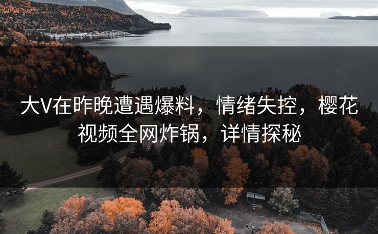 大V在昨晚遭遇爆料，情绪失控，樱花视频全网炸锅，详情探秘