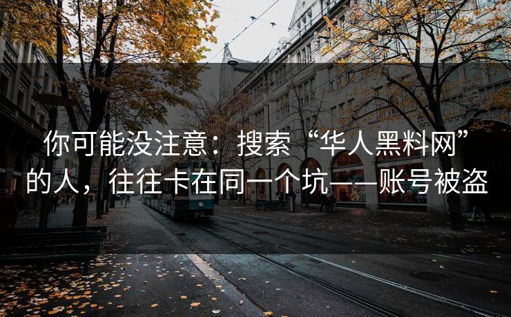 你可能没注意：搜索“华人黑料网”的人，往往卡在同一个坑——账号被盗