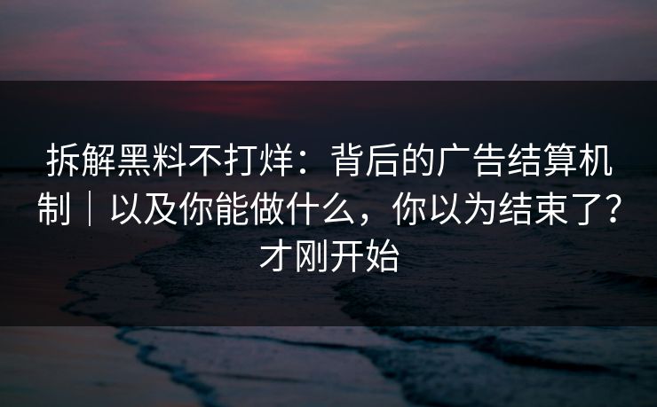 拆解黑料不打烊：背后的广告结算机制｜以及你能做什么，你以为结束了？才刚开始